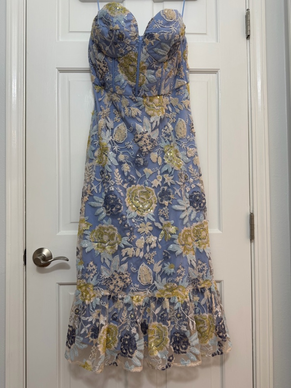 Dress the Population Carina Sequin Appliqué Midi Dress